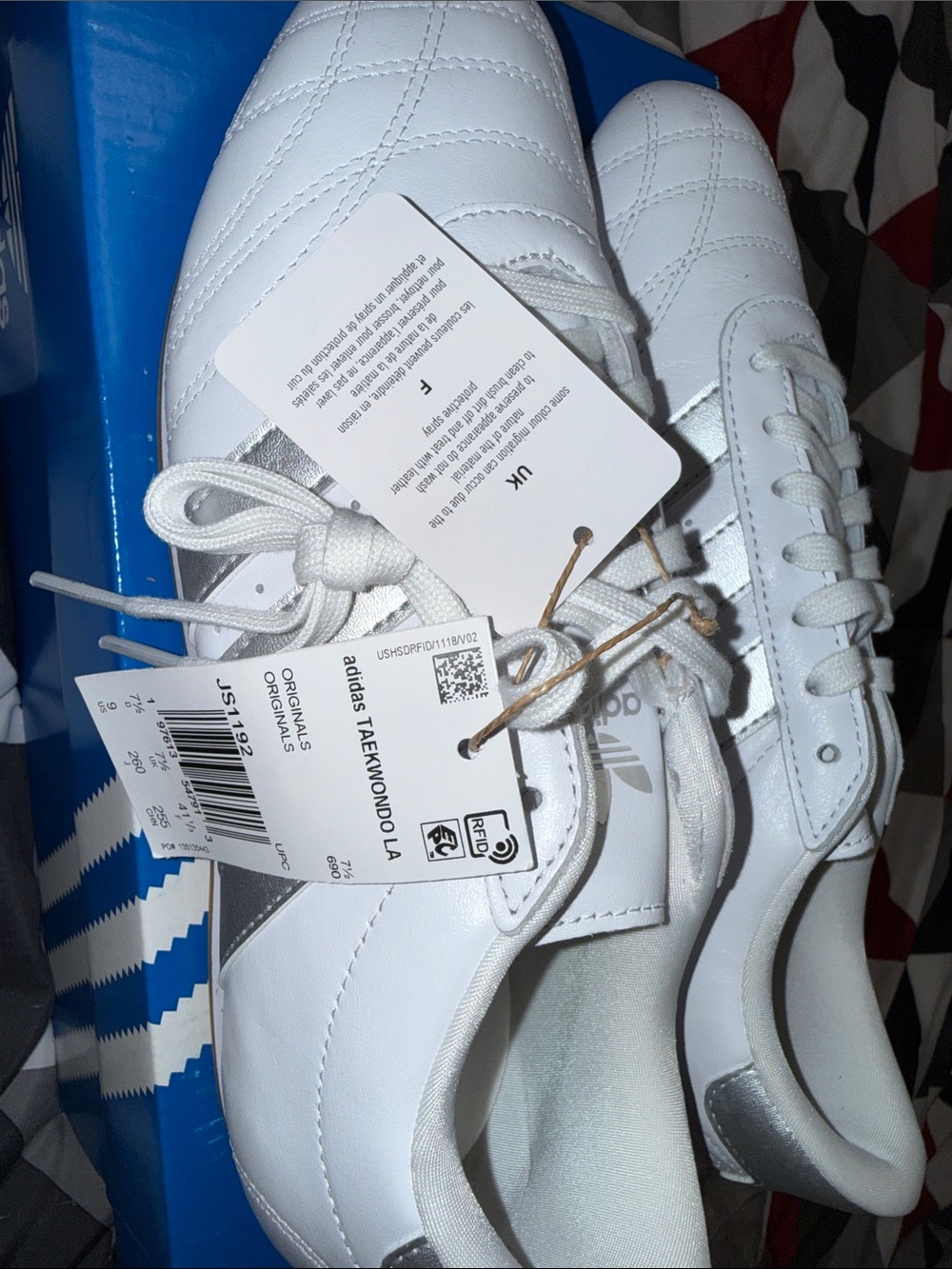 adidas White Sneakers with Metallic Silver Stripes - Picture 8 of 9